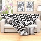 Manta Para Sofá Preta Chevron 2,30m X 1,50m Com Franja Tecido