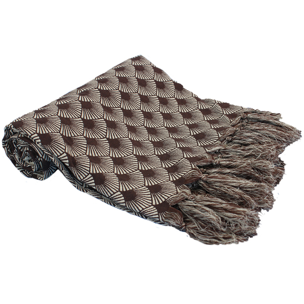 Manta Peseira Jacquard Sofá Cama Escamas14s Marrom1,80x1,40