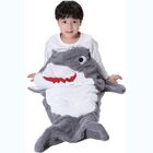 Manta Saco De Dormir Bouton Infantil Microfibra Tubarão Cinza