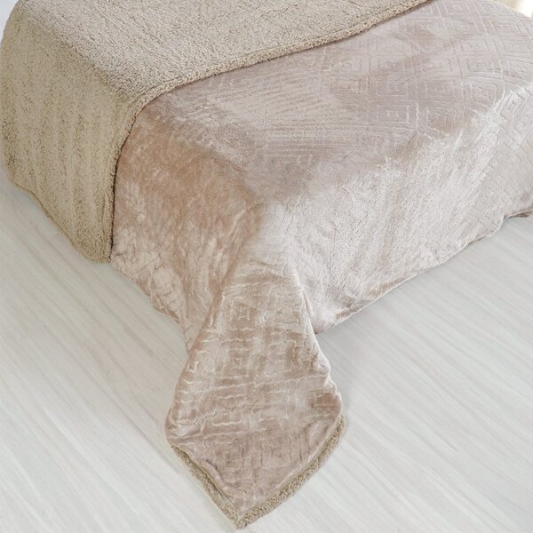 Manta Sherpa Realce King Dupla Face 240x260cm Mocha