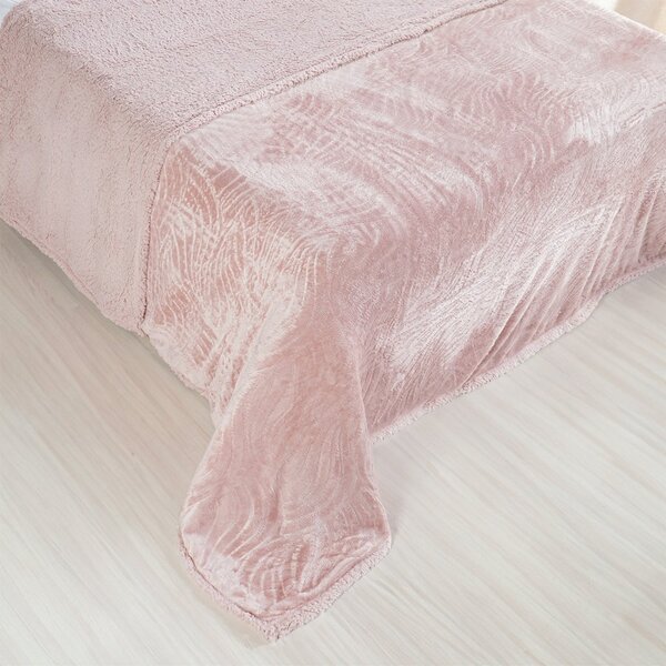 Manta Sherpa Realce King Dupla Face 240x260cm Wild Rosê