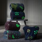 Manta Solteiro Brilha No Escuro New 150x220cm Cinza Dino