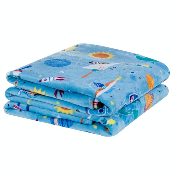 Manta Solteiro Kids Flannel Microfibra 1 Peça - Astronauta -