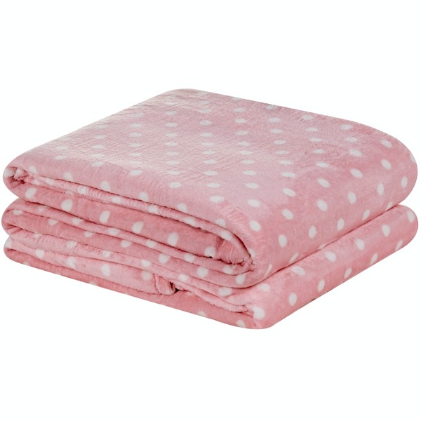 Manta Solteiro Petit Poa Flannel Microfibra 1 Peça - Rosa