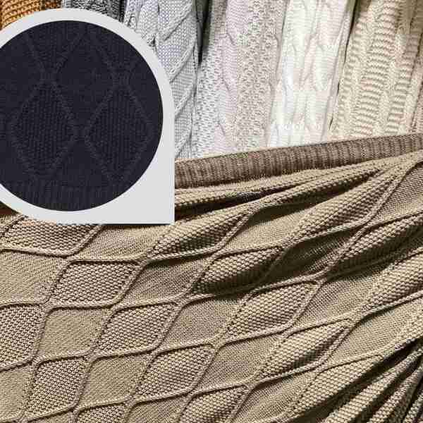 Manta Tricot Aran Losango E Ponto Arroz New Black Laza