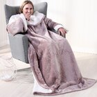 Manta Tv Com Mangas Dupla Face Toque Flannel + Sherpa Lã De C