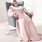 Manta Tv Com Mangas Dupla Face Toque Flannel + Sherpa Lã De C