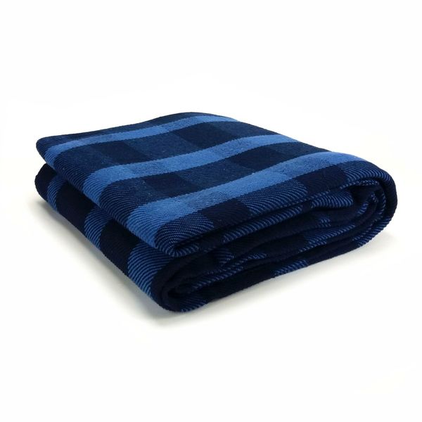 Manta Decorativa Ventura Degradê Xadrez Azul Marinho 2,30x2,20m