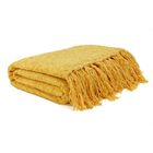 Manta Xale De Chenille Com Franja 1,20m X  X 1,80m Amarelo