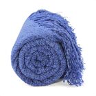 Manta Xale De Chenille Com Franja 1,20m X  X 1,80m Azul Royal