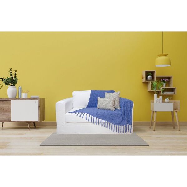 Manta Xale De Chenille Com Franja 1,20m X  X 1,80m Azul Royal