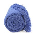 Manta Xale De Chenille Com Franja 1,20m X  X 1,80m Cor Azul R