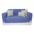 Manta Xale De Chenille Com Franja 1,20m X  X 1,80m Cor Azul R