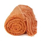 Manta Xale De Chenille Com Franja 1,20m X  X 1,80m Cor Laranja