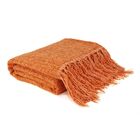 Manta Xale De Chenille Com Franja 1,20m X  X 1,80m Cor Laranja