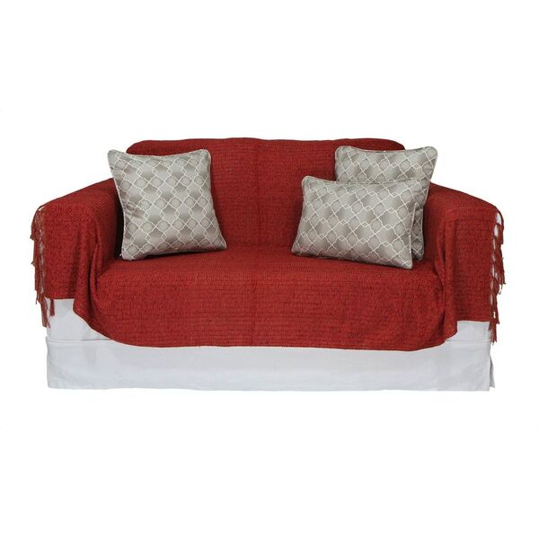 Manta Xale De Chenille Com Franja 1,20m X  X 1,80m Cor Telha