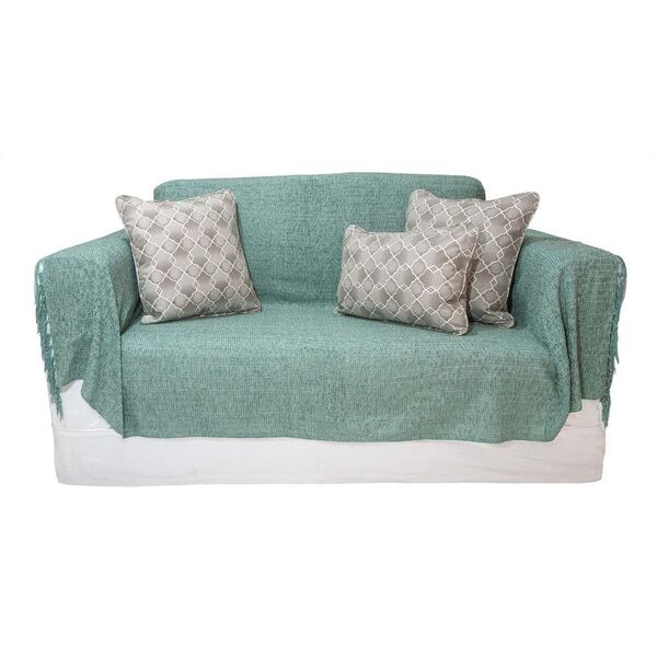 Manta Xale De Chenille Com Franja 1,20m X  X 1,80m Cor Tifany