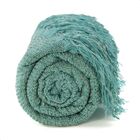 Manta Xale De Chenille Com Franja 1,20m X  X 1,80m Cor Tifany