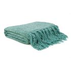 Manta Xale De Chenille Com Franja 1,20m X  X 1,80m Cor Tiffany