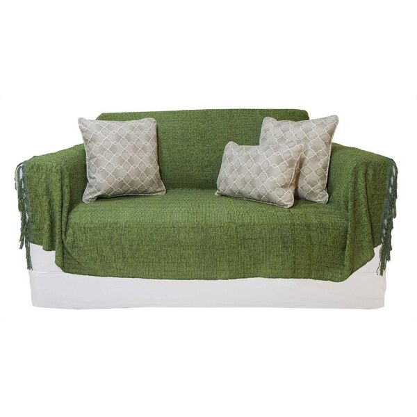 Manta Xale De Chenille Com Franja 1,20m X  X 1,80m Cor Verde
