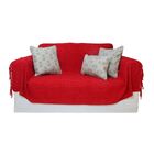 Manta Xale De Chenille Com Franja 1,20m X  X 1,80m Cor Vermel