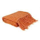 Manta Xale De Chenille Com Franja 1,20m X  X 1,80m Laranja
