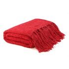 Manta Xale De Chenille Com Franja 1,20m X  X 1,80m Vermehlo