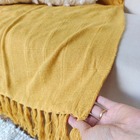 Manta Xale Decorativa Sofá Algodão 1,40 X 1,80 Mostarda