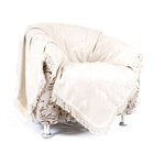 Manta Xale Para Sofá Bege 1,50m X 1,50m Jacquard Quadrada