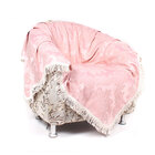 Manta Xale Para Sofá Rosê 2,30m X 1,50m Com Franja Tecido Jac