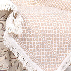 Manta Xale Sofá Bege Clássica 1,50m X 1,50m Quadrada Com Fran