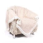 Manta Xale Sofá Bege Clássica 1,50m X 1,50m Quadrada Com Fran