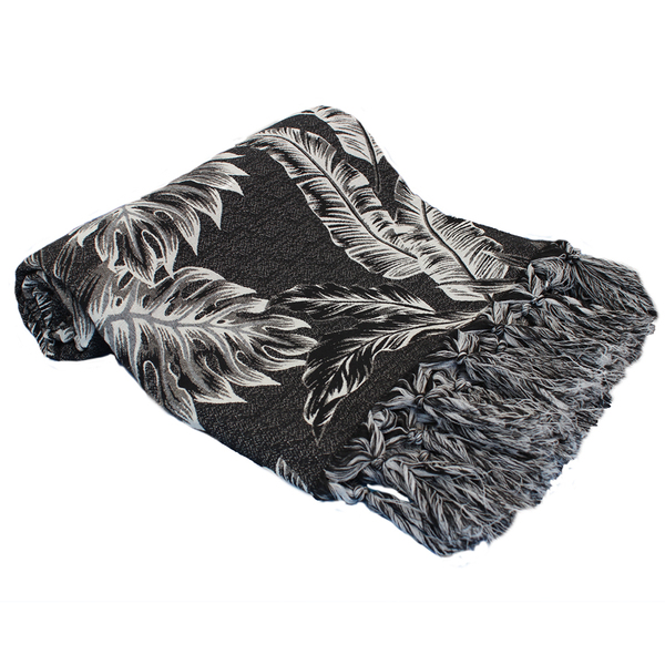 Manta Xale Sofá Tipo Capa Jacquard Tropical21s Pret 1,80x1,40