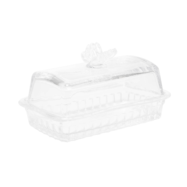 Manteigueira Butterfly De Vidro Com Tampa Transparente 17cm 2