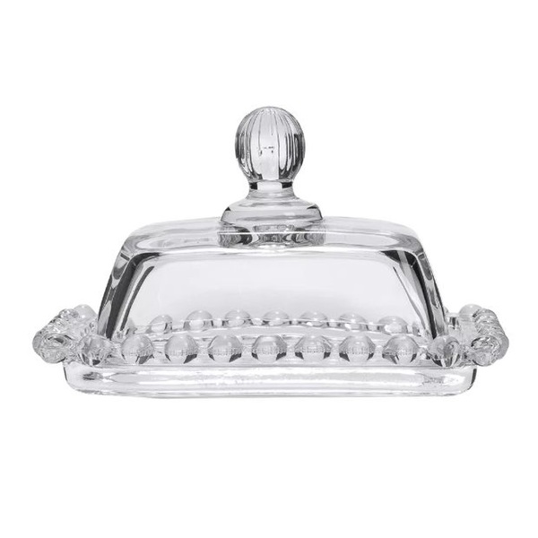 Manteigueira De Vidro Cristal Com Tampa Mesa Posta 14cm