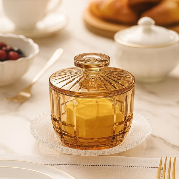 Manteigueira De Vidro Francesa Jolitex Mek Francesa Ambar