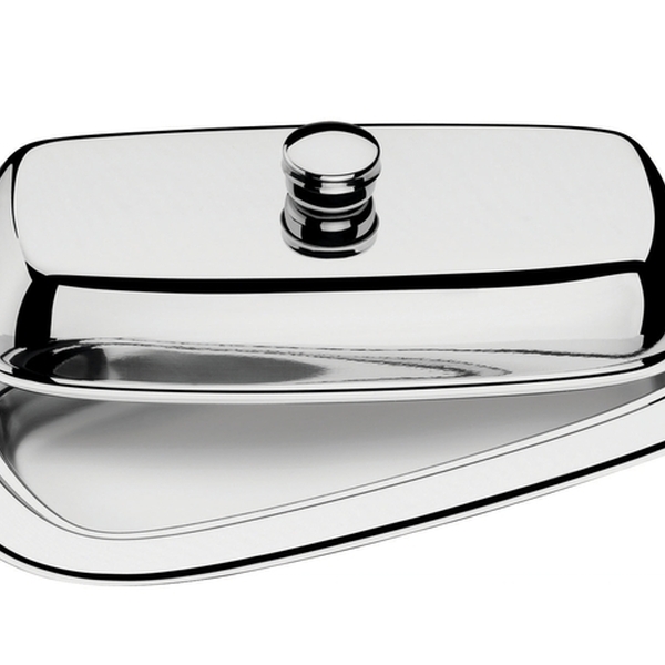 Manteigueira Service Retangular Em Aco Inox Com Tampa Tramont