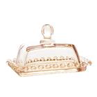 Manteigueira Wolff Pearl De Cristal Âmbar 14cm X 9cm X 8cm