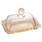 Manteigueira Wolff Pearl De Cristal Âmbar 14cm X 9cm X 8cm