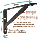 Mão Francesa 15cm 4 Pçs Suporte Cantoneira Prateleira Preta