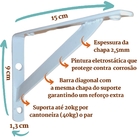 Mão Francesa 15cm 60 Pçs Suporte Cantoneira Para Prateleira