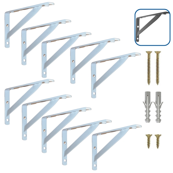 Mão Francesa 25cm 10 Pçs Suporte Cantoneira Para Prateleira