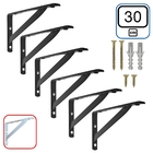 Mão Francesa 30 Cm 6 Pçs Suporte Cantoneira Prateleira Preta