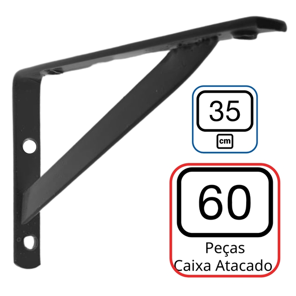 Mão Francesa 35 Cm 60pçs Cantoneira Prateleira Atacado Preta | Leroy Merlin
