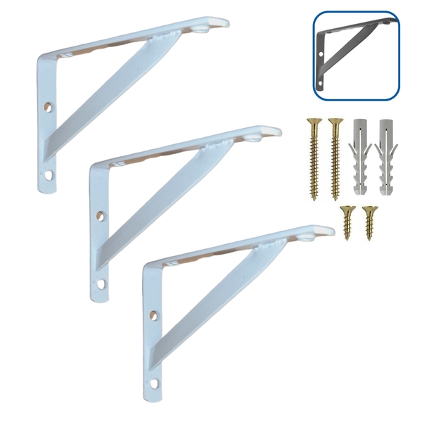 Mão Francesa 35cm 3 Peças Suporte Cantoneira Para Prateleira