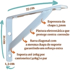 Mão Francesa 35cm 3 Peças Suporte Cantoneira Para Prateleira