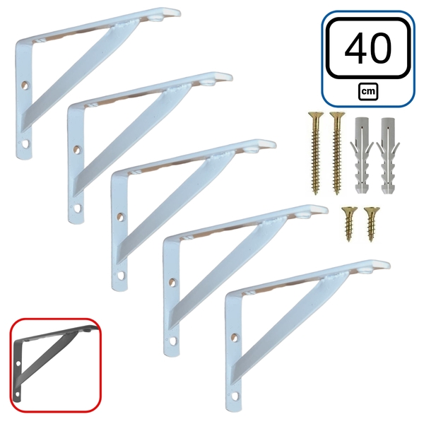 Mão Francesa 40 Cm 5 Pcs Suporte Cantoneira Para Prateleira