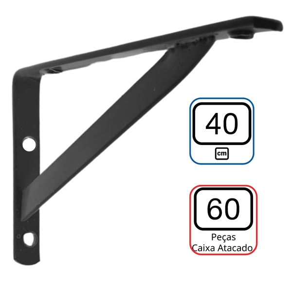 Mão Francesa 40 Cm 60pçs Cantoneira Prateleira Atacado Preta