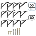 Mão Francesa 50 Cm 60pcs Suporte Cantoneira Prateleira Preta