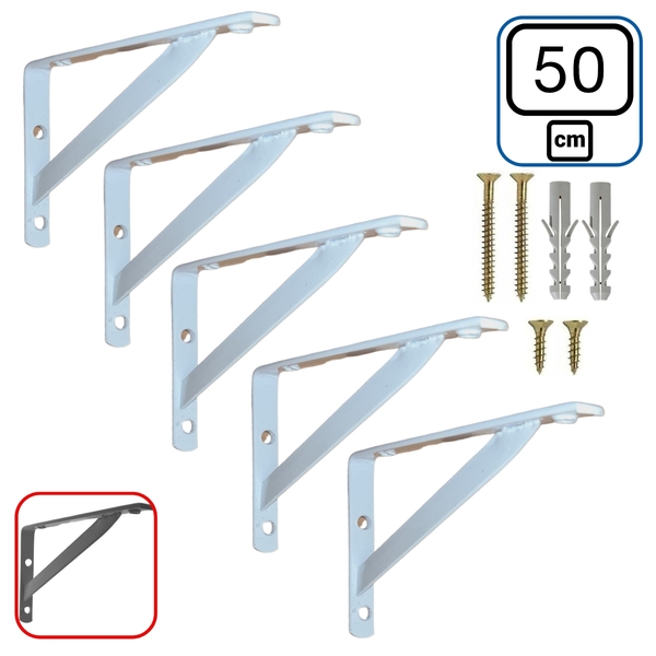 Mão Francesa 50cm 5 Peças Suporte Cantoneira Para Prateleira